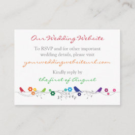 Rainbow Theme Birds Blume Hochzeit Website einfüge Begleitkarte