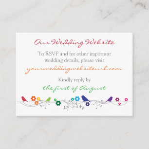 Rainbow Theme Birds Blume Hochzeit Website einfüge Begleitkarte
