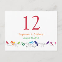 Rainbow Theme Birds Blume Hochzeitskarte