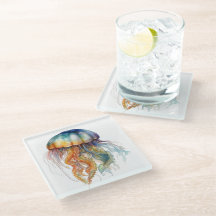 Rainbow Tides Jellyfish: Wasserfarben Kunst