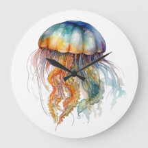 Rainbow Tides Jellyfish: Wasserfarben Kunst