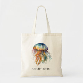 Rainbow Tides Jellyfish: Wasserfarben Kunst Tragetasche
