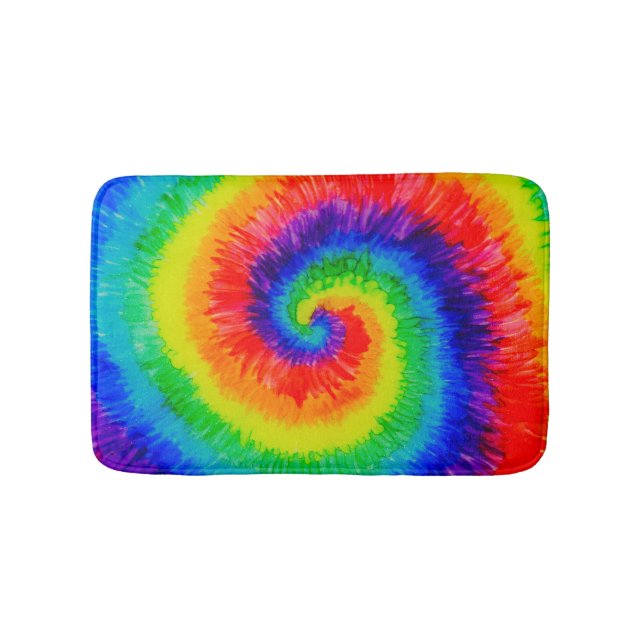 Rainbow Tie-Dye Alcohol Ink Badematte (Vorderseite)
