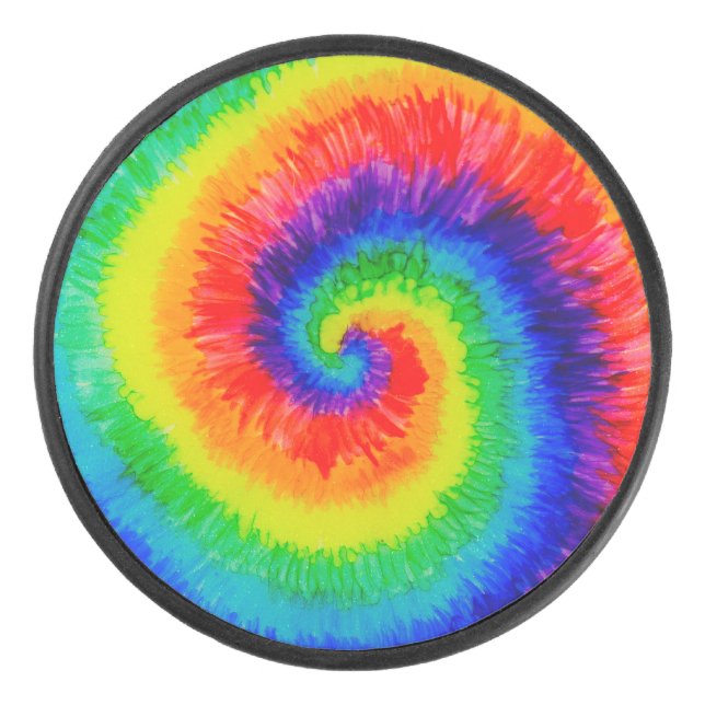 Rainbow Tie-Dye Alcohol Ink Eishockey Puck (Vorderseite)