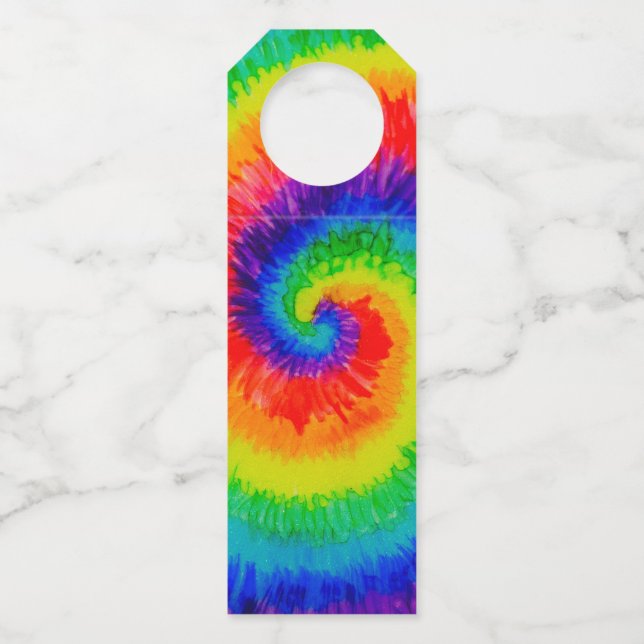 Rainbow Tie-Dye Alcohol Ink Flaschenanhänger (Vorderseite)