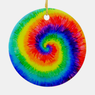 Rainbow Tie-Dye Alcohol Ink Keramik Ornament