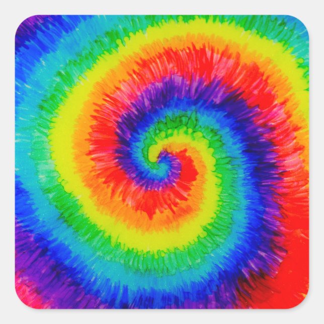 Rainbow Tie-Dye Alcohol Ink Quadratischer Aufkleber (Vorderseite)