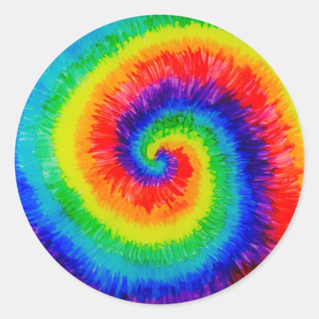 Rainbow Tie-Dye Alcohol Ink Runder Aufkleber (Vorderseite)