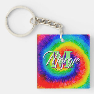 Rainbow Tie-Dye Alcohol Ink Schlüsselanhänger