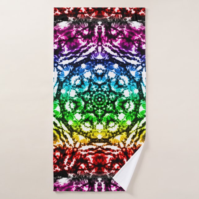 Rainbow Tie Dye Mandala Star (Serviette de bain)