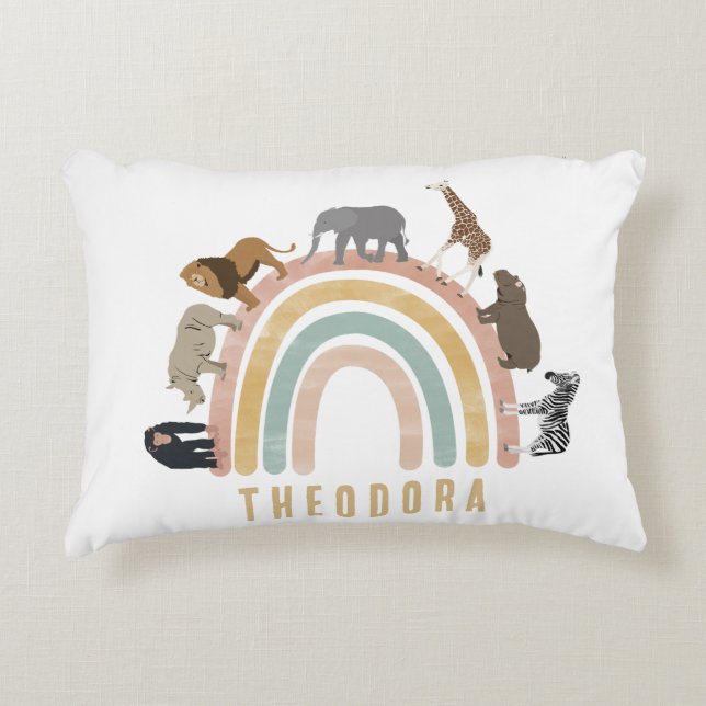 Rainbow-Tiere in Erdfarben Dekokissen (Vorderseite)