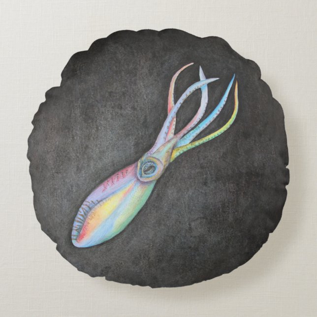 Rainbow Tintenfisch Rundpilz Rundes Kissen (Vorderseite)