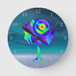 Rainbow Tree Akrylic Wall Clock Runde Wanduhr
