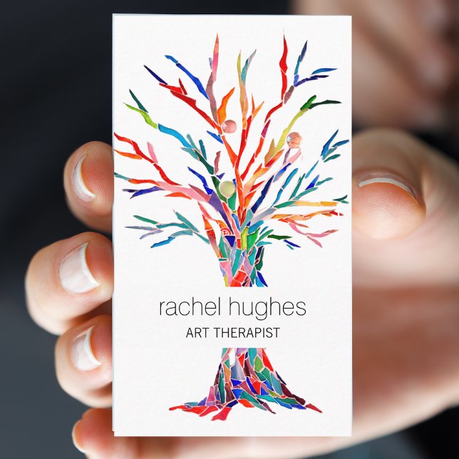 Rainbow Tree Art Therapist Business Card Visitenkarte (Von Creator hochgeladen)