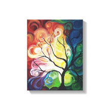 Rainbow Tree Malerei auf Canvas Print von JPDenyer