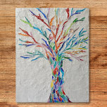 Rainbow Tree of Life Mosaic<br><div class="desc">This decorative jigsaw puzzle features a print of a rainbow colored mosaic tree.
The original design was made in mosaic using tiny fragments of brightly colored glass set into a pale gray plaster background.
Original Mosaic Design © Michele Davies</div>