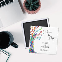 Rainbow Tree Wedding Save the Date Magnet
