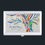 Rainbow Tree Yoga Instructor Visitenkarten Dose<br><div class="desc">Dieses dekorative Visitenkarten-Gehäuse zeichnet sich durch den Druck eines Regenbogenbaums auf einem hellgrauen Hintergrund aus. Ich habe das originale Mosaik-Design mit vielen winzigen Fragmenten aus bunten Glas gemacht. Fügen Sie Ihren Namen, Beruf, um diese Kartencase zu personalisieren. Dieses Baumdesign ist auch auf vielen anderen Produkten wie Yoga Matten, Decken und...</div>