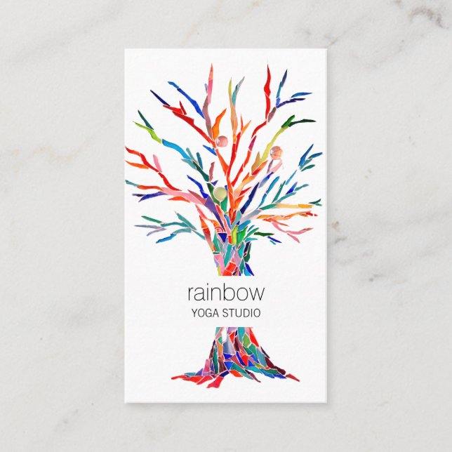 Rainbow Tree Yoga Studio Business Card Visitenkarte (Vorderseite)