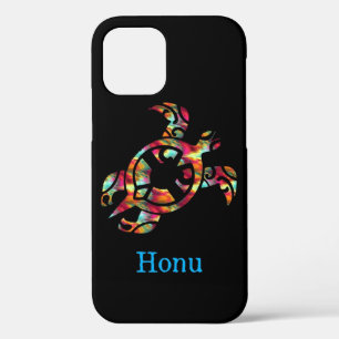Rainbow Tribal Hawaiian Sea Turtle auf Schwarz Case-Mate iPhone Hülle