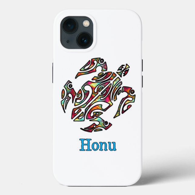 Rainbow Tribal Hawaiian Sea Turtle Case-Mate iPhone Hülle (Rückseite)