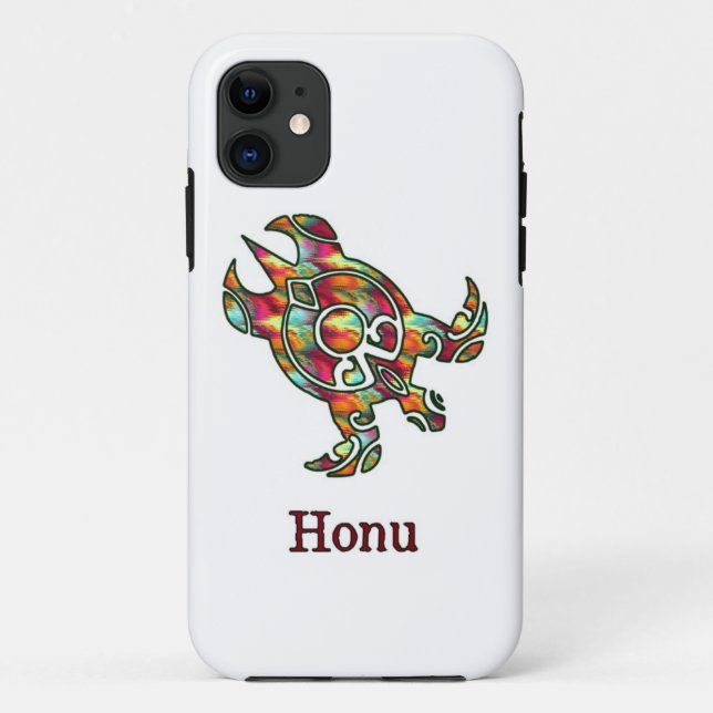 Rainbow Tribal Sea Turtle on White Case-Mate iPhon Case-Mate iPhone Hülle (Rückseite)