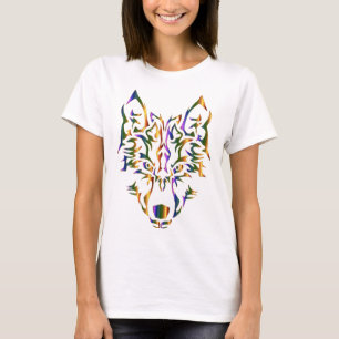 Rainbow Tribal Wolf Head (nach vorn schauend) T-Shirt