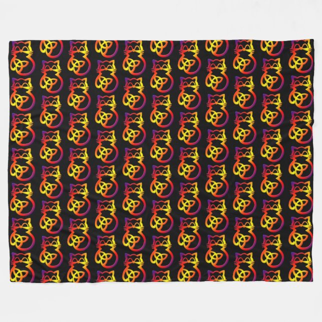 Rainbow Trinity Knot Celtic Cat Fleece Blanket (Vorderseite (Horizontal))