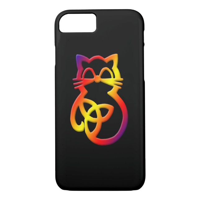Rainbow Trinity Knot Celtic Cat iPhone 8/7 Coque (Dos)
