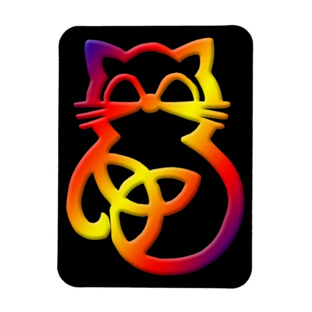Rainbow Trinity Knot Celtic Cat Magnet (Vertikal)