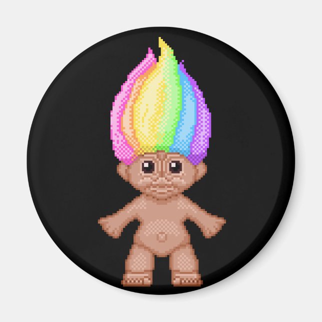 Rainbow Troll, pixel art, kawaii, vaporwave, nosta Magnet (Vorne)