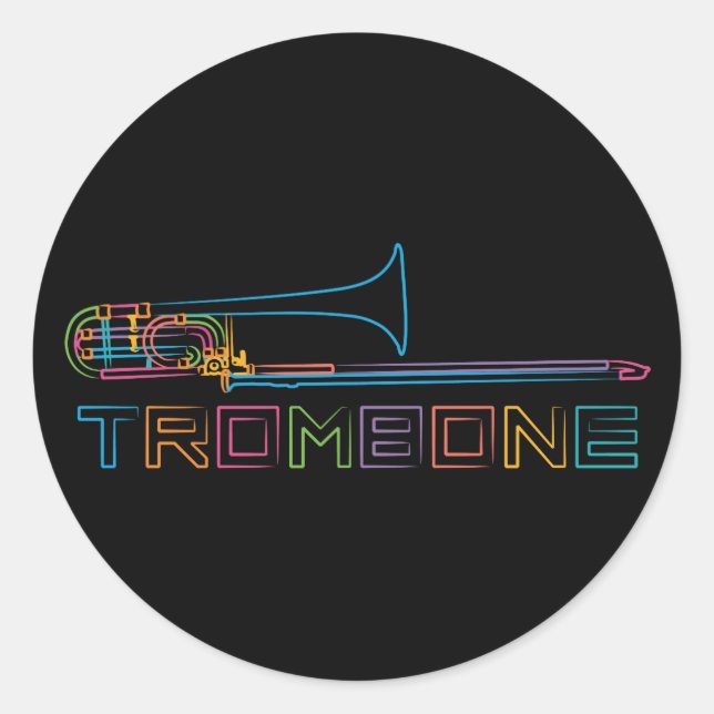 Rainbow Trombone Runder Aufkleber (Vorderseite)