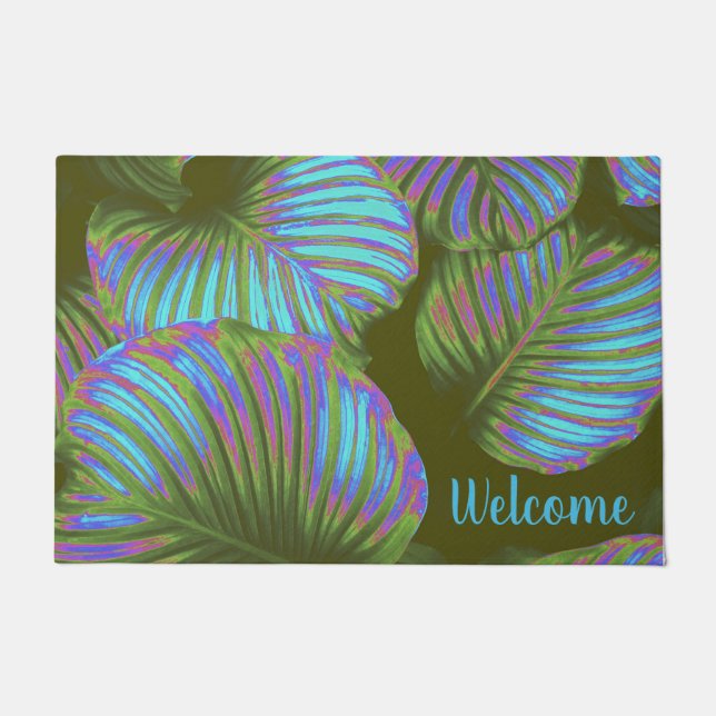 Rainbow Tropical Blätter Custom Door Mat Fußmatte (Vorderseite)