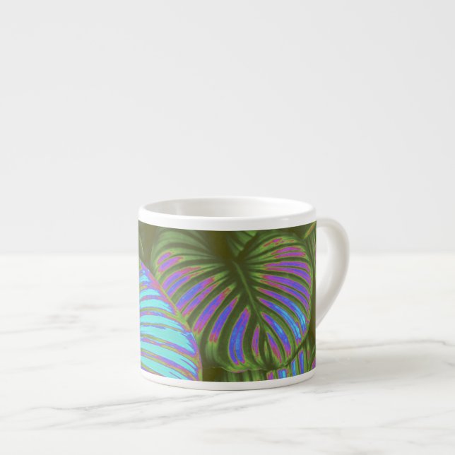 Rainbow Tropical Blätter Espresso Tasse (Vorderseite Rechts)