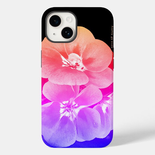 Rainbow Tropical Stylisierte Blume Case-Mate iPhone 14 Hülle (Rückseite)