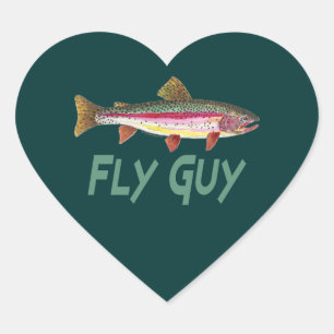 Rainbow Trout Fly FIshing Herz-Aufkleber