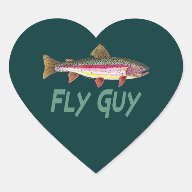 Rainbow Trout Fly FIshing Herz-Aufkleber (Vorderseite)