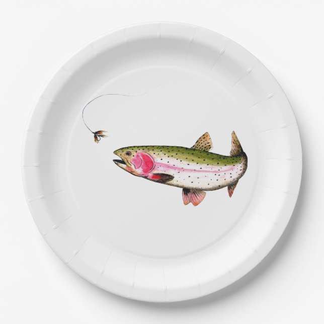 Rainbow Trout Fly Fishing Pappteller (Vorderseite)