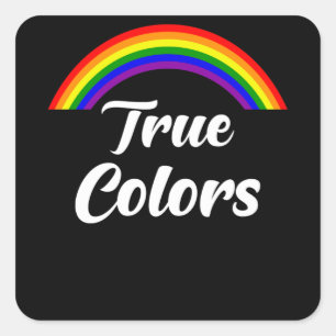 Rainbow True Colors Quadratischer Aufkleber