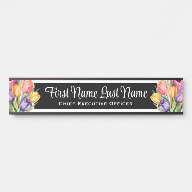 Rainbow Tulips Floral Office Türschilder Name Plat Türschild (Vorderseite )