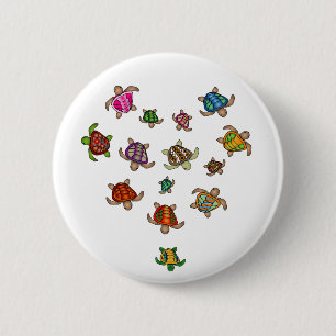 Rainbow Turtle Heart Button