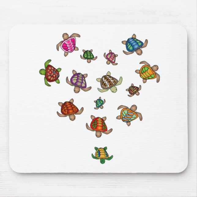 Rainbow Turtle Heart Mousepad (Vorne)