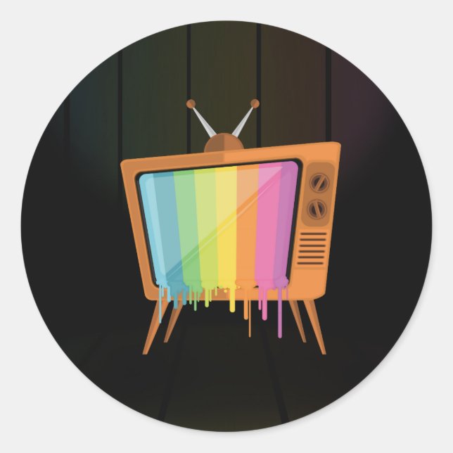Rainbow TV Runder Aufkleber (Vorderseite)