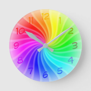 Rainbow Twirl Runde Wanduhr