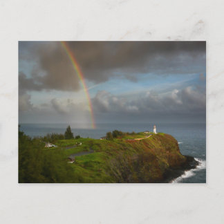 Rainbow über Leuchtturm auf der Postkarte Kauai