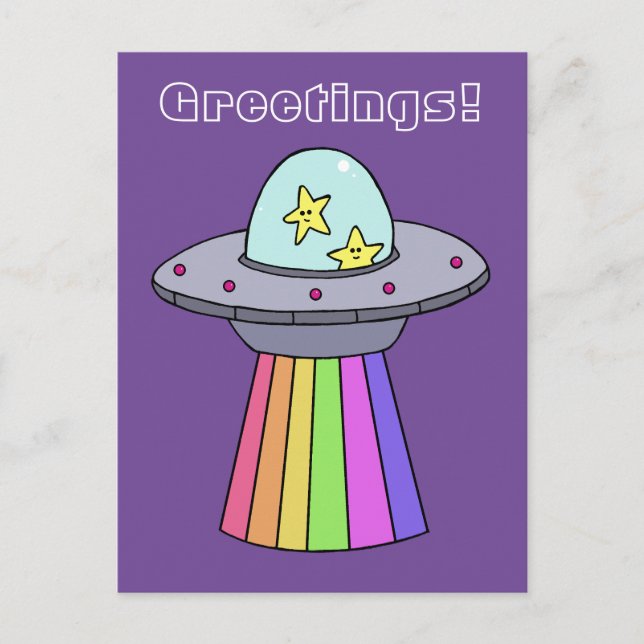 Rainbow UFO Postkarte (Vorderseite)