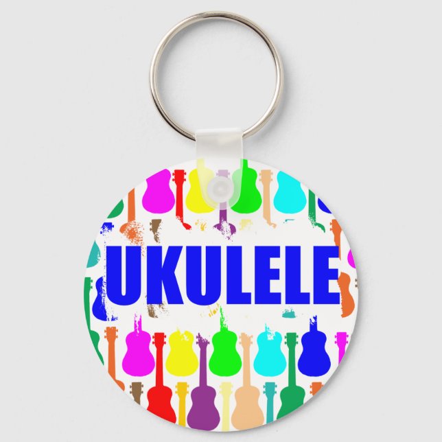 Rainbow Ukuleles Schlüsselanhänger (Vorderseite)