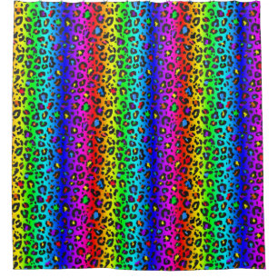 Rainbow und Black Leopard Print Pattern Duschvorhang