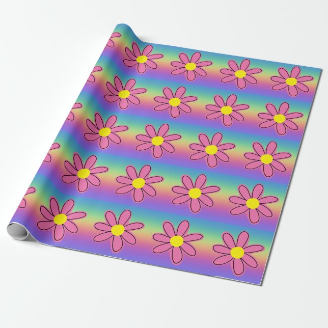 Rainbow und Blume Geschenkpapier (Ungerollt)