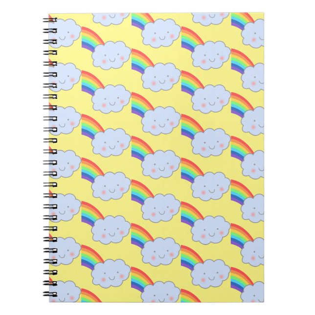 Rainbow und Cloud Niedlich Modern Pattern Notebook Notizblock (Vorderseite)